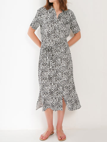Leopard Print Midi Shirt Dress